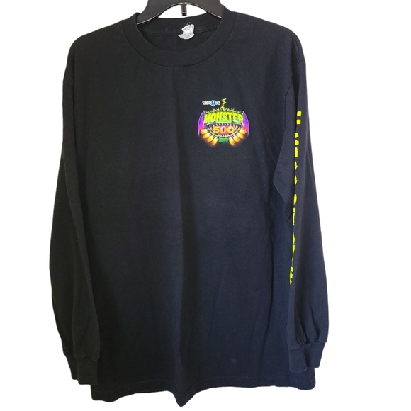 Toys R Us Monsters 500 Pit Crew Long Sleeve Black Graphic Shirt Spell Out - Picture 2 of 3